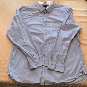 Blue and White Striped Amer Eagl Button Down Shirt